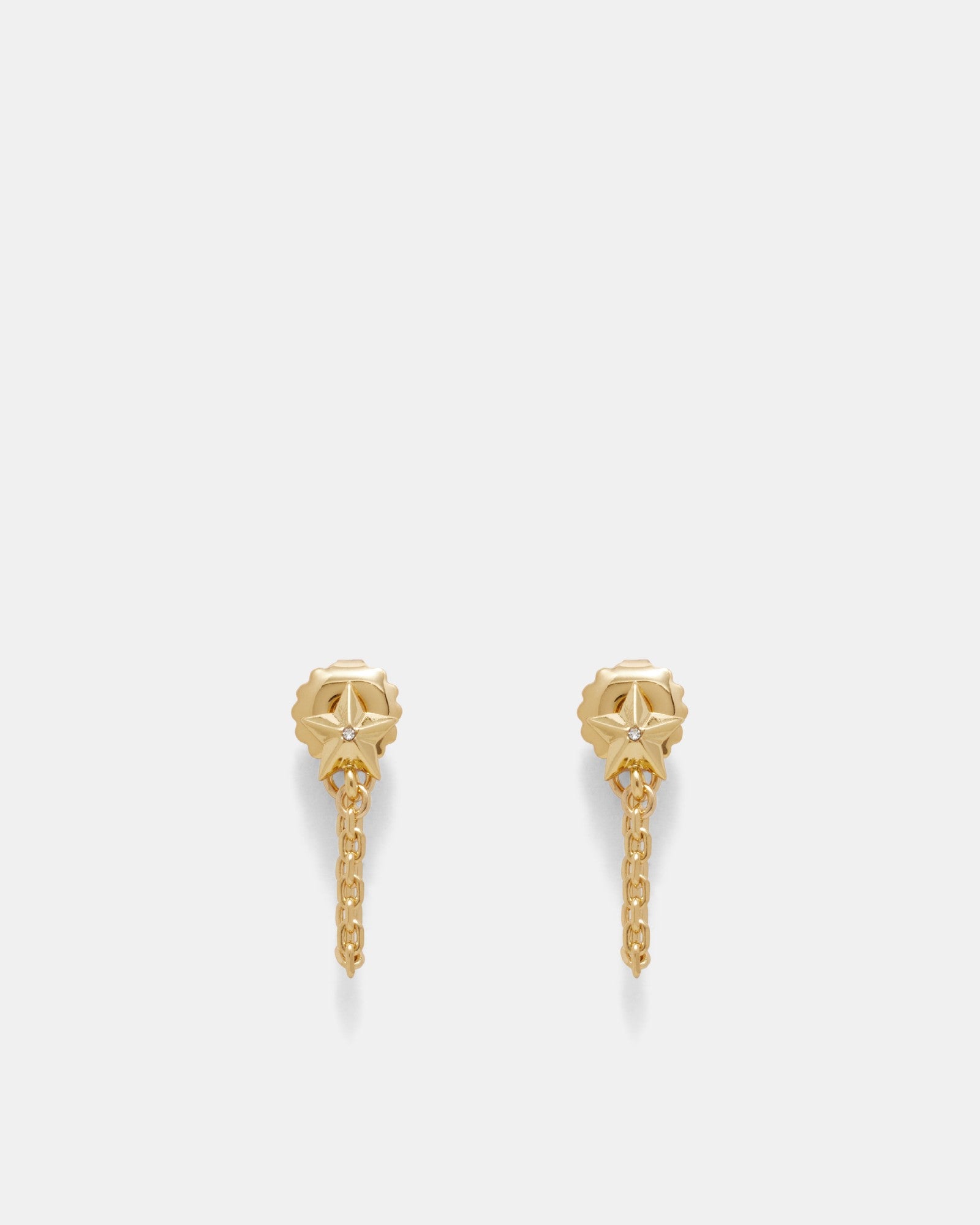 Star Struck Chain Stud Earrings - Gold