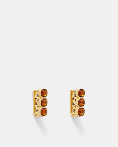 On The Rocks Huggie Hoop Earrings - Cognac