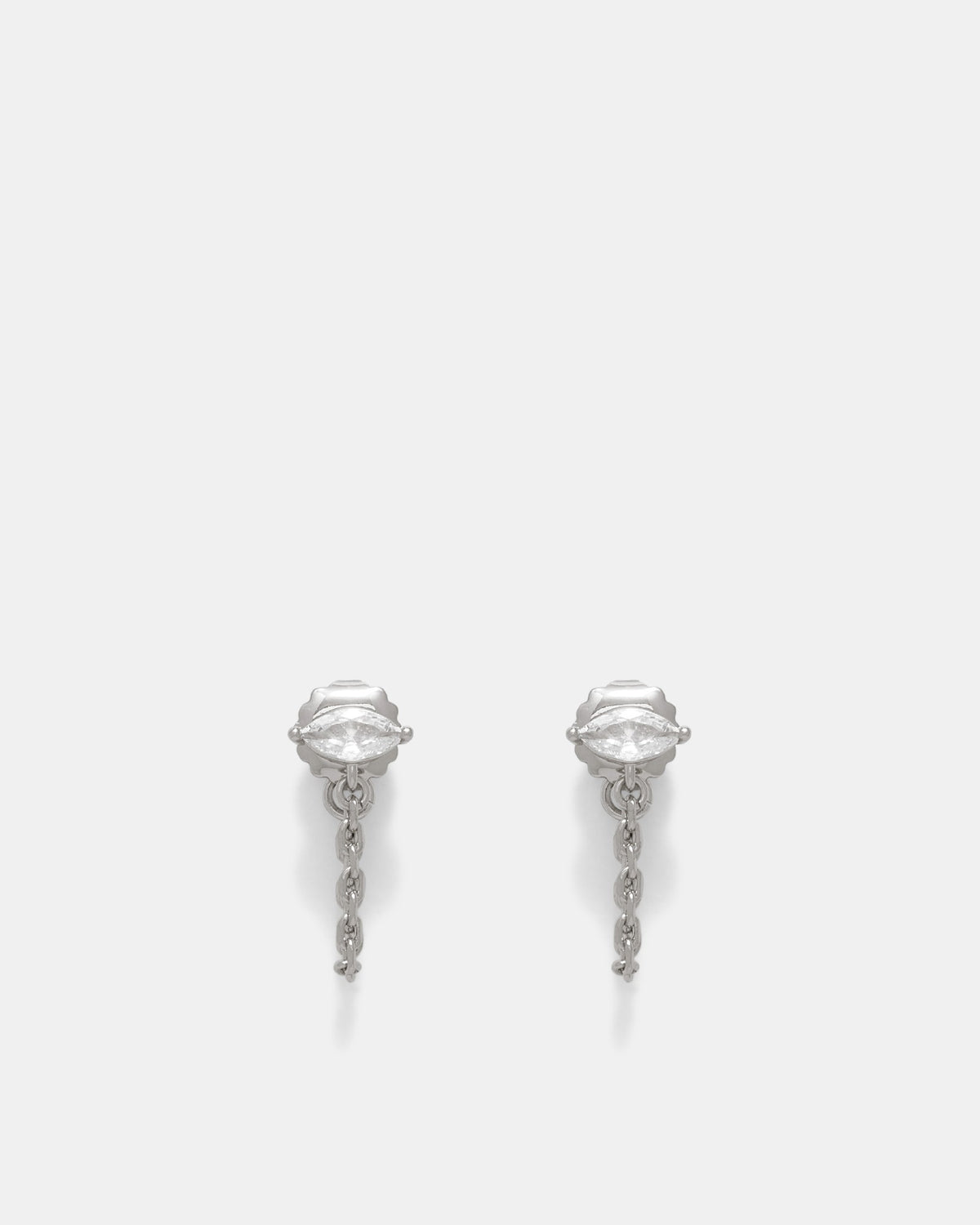 Vibe Chain Stud Earrings - Silver