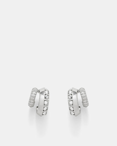 Melody Duo Hoop Earrings - Silver