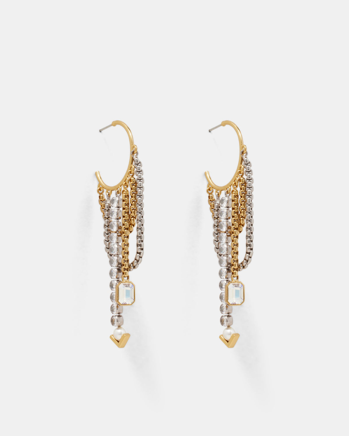 One Way Or Another Charm Hoop Earrings - Pearl