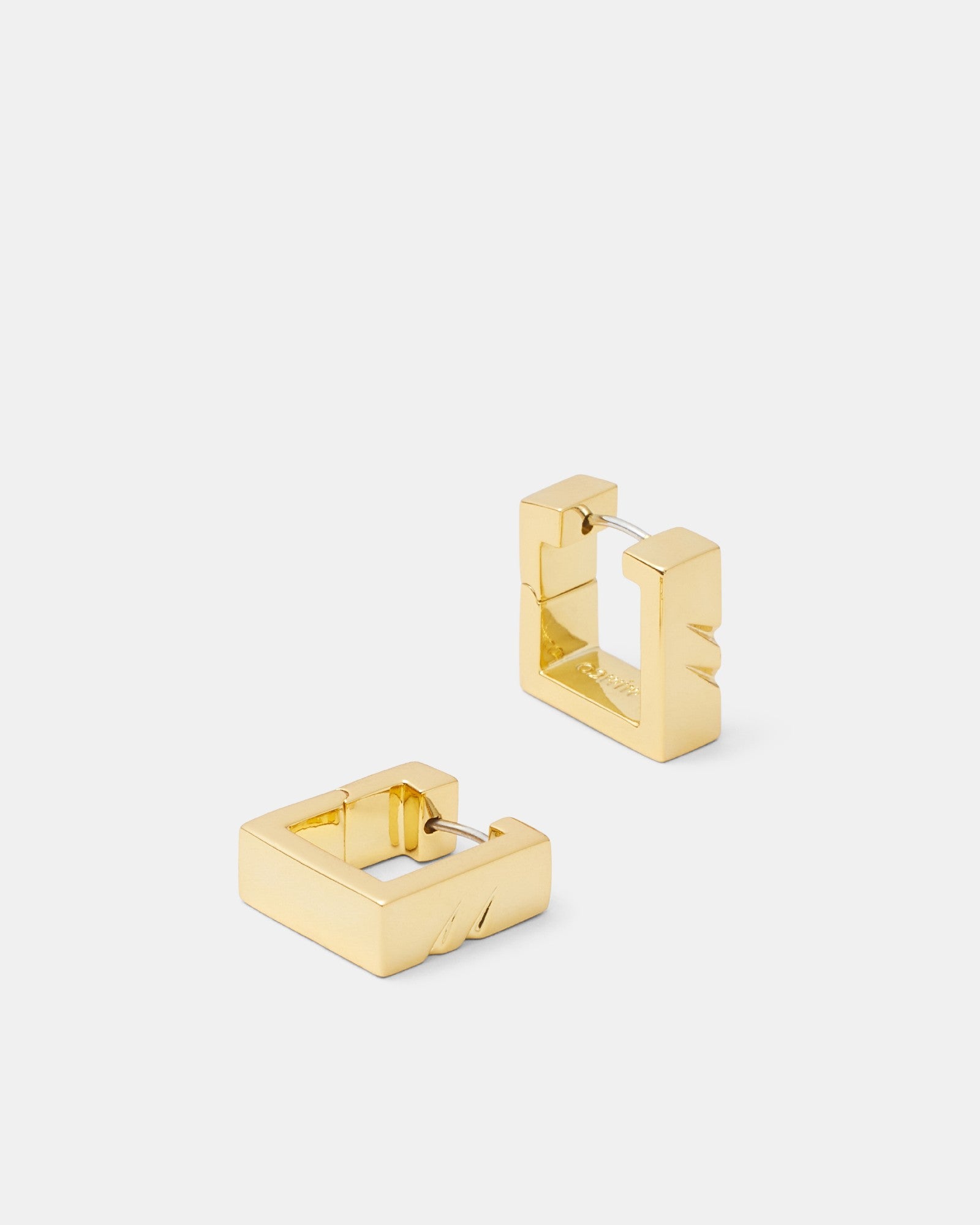 Instrumental Square Huggie Hoop Earrings - Gold