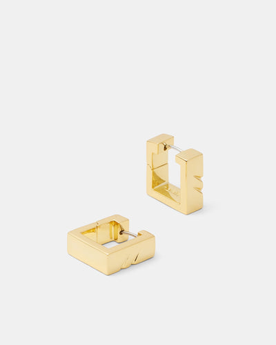 Instrumental Square Huggie Hoop Earrings - Gold