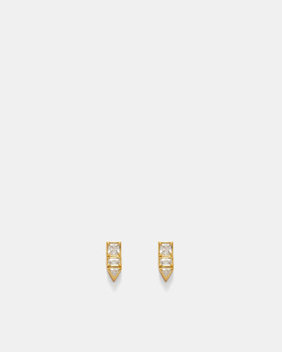 Verse Crystal Stud Earrings - Gold