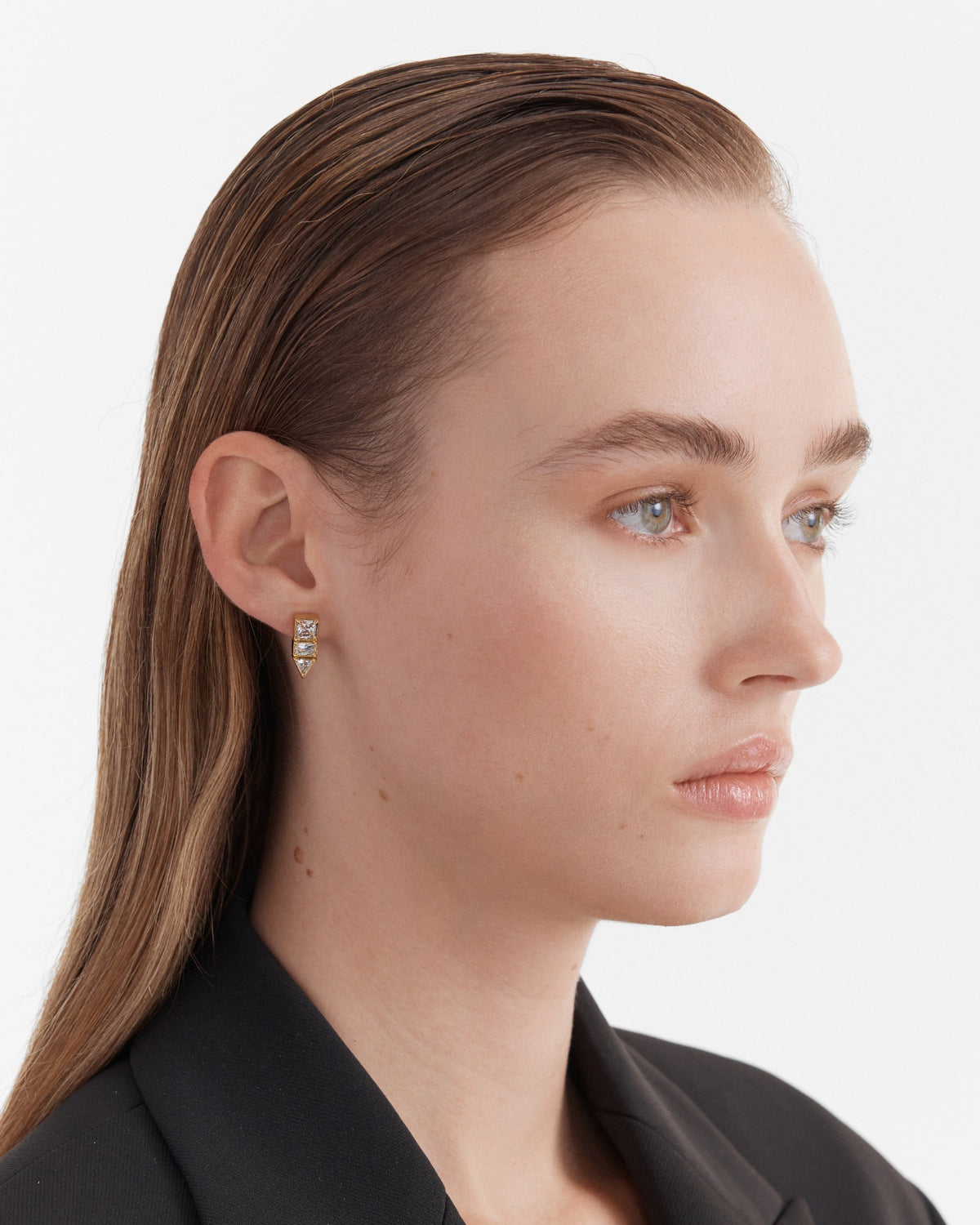 Verse Crystal Stud Earrings - Gold