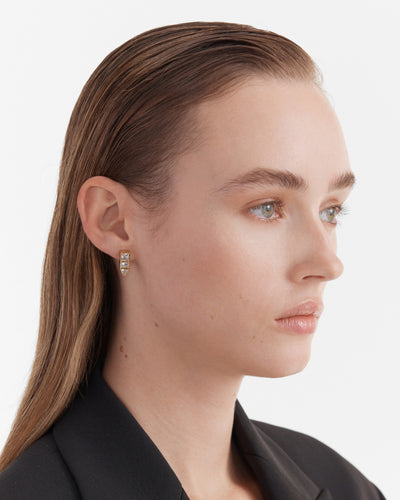 Verse Crystal Stud Earrings - Gold