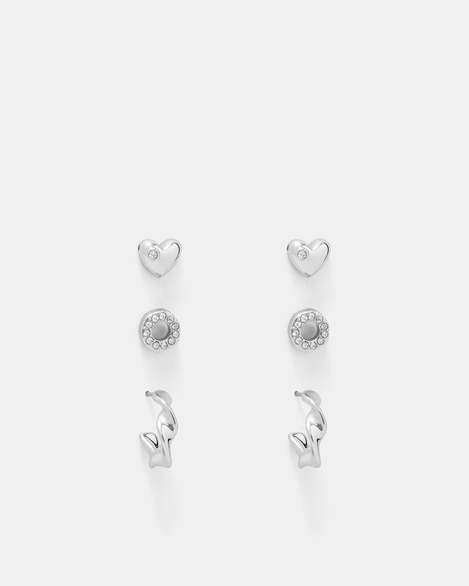 Idol Earrings Set - Silver