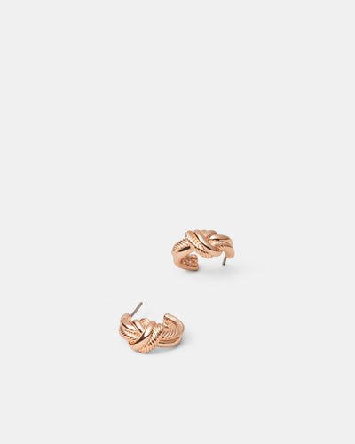 Knot Me Micro Hoop Earrings - Rose Gold