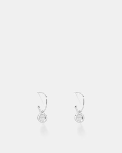 Lune Charm Hoop Earrings - Silver