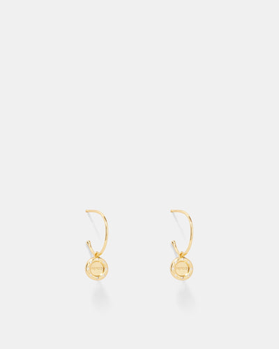 Lune Charm Hoop Earrings - Gold