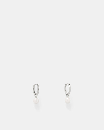 Purete Charm Hoop Earrings - Silver
