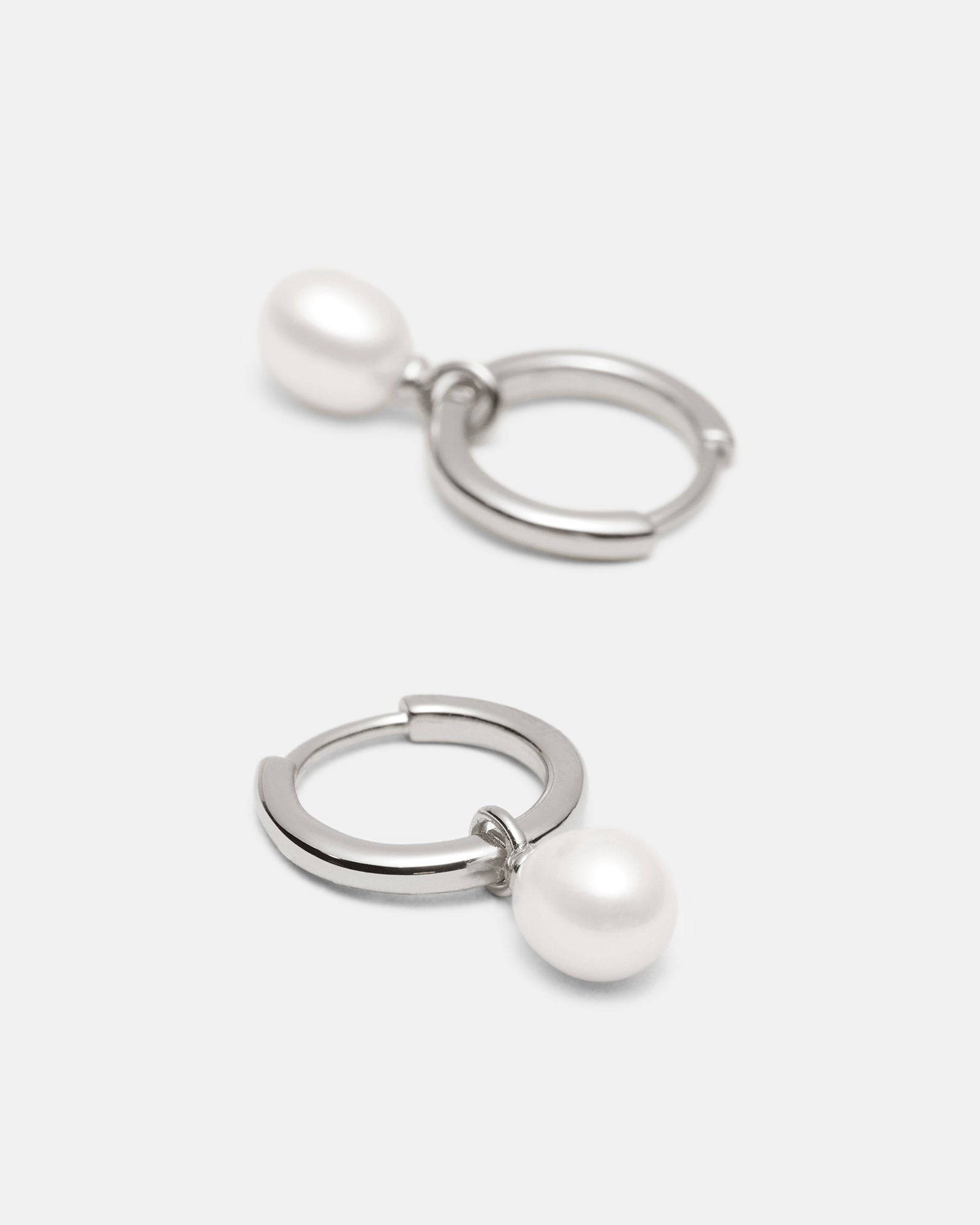 Purete Charm Hoop Earrings - Silver