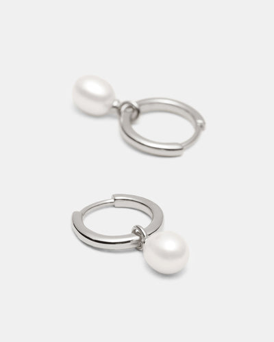 Purete Charm Hoop Earrings - Silver