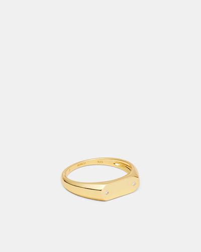 Oblique Signet Ring - Gold