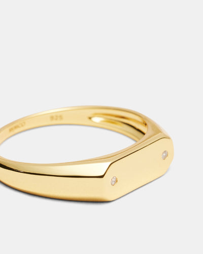 Oblique Signet Ring - Gold