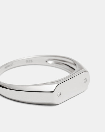 Oblique Signet Ring - Silver