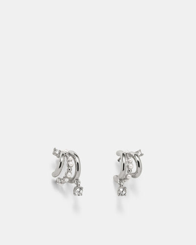 Illusion Hoop Earrings - Silver