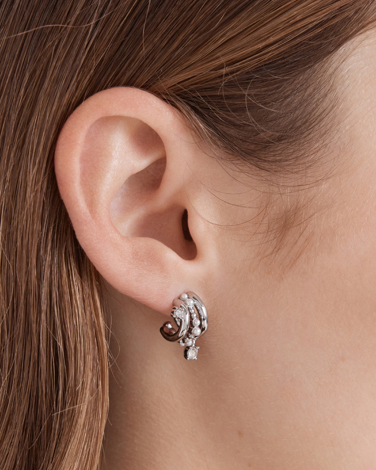 Illusion Hoop Earrings - Silver