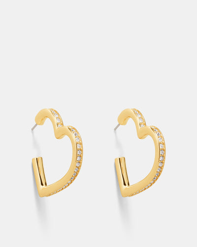 Passionate Heart Hoop Earrings - Gold