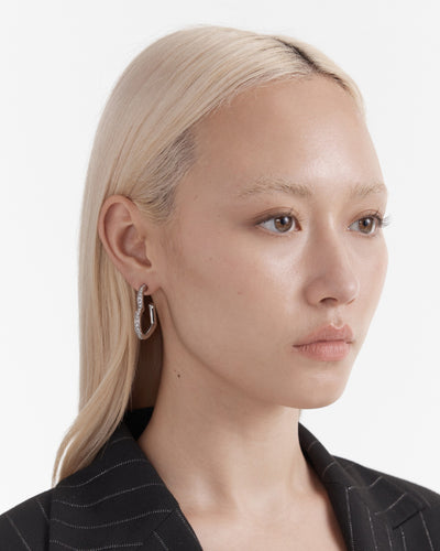 Passionate Heart Hoop Earrings - Silver