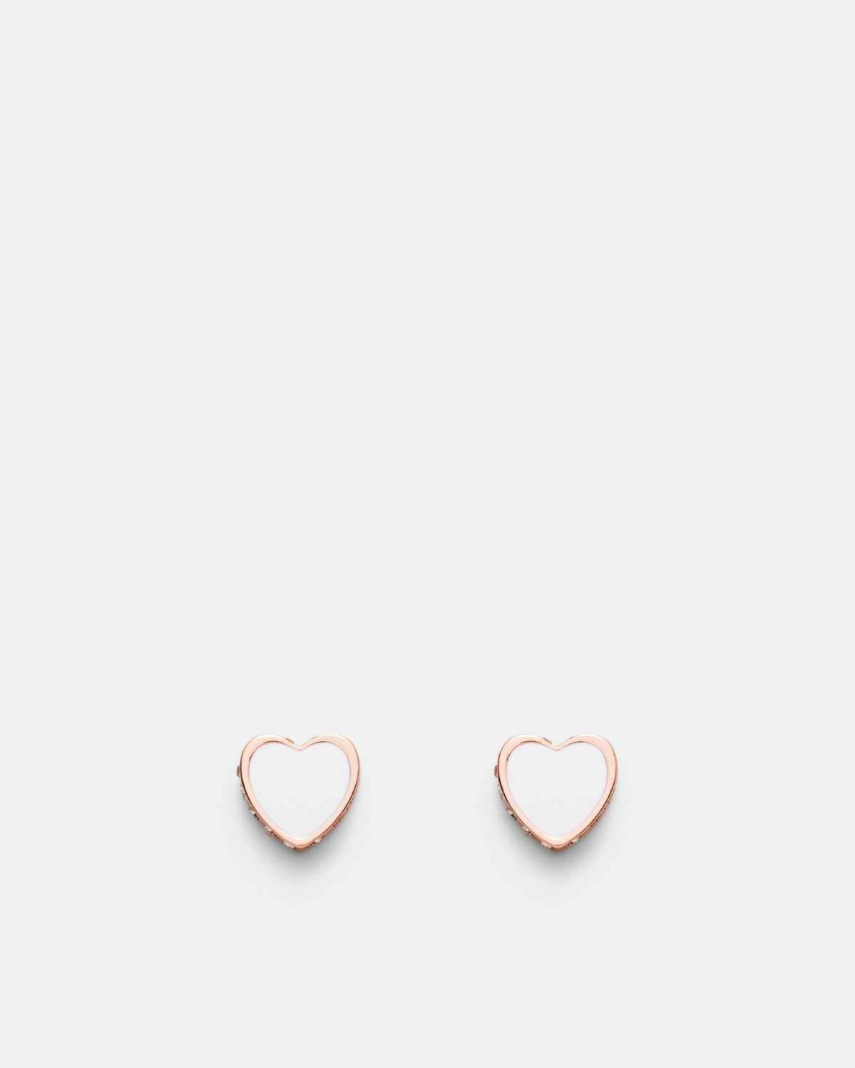 Lover Heart Stud Earrings - White