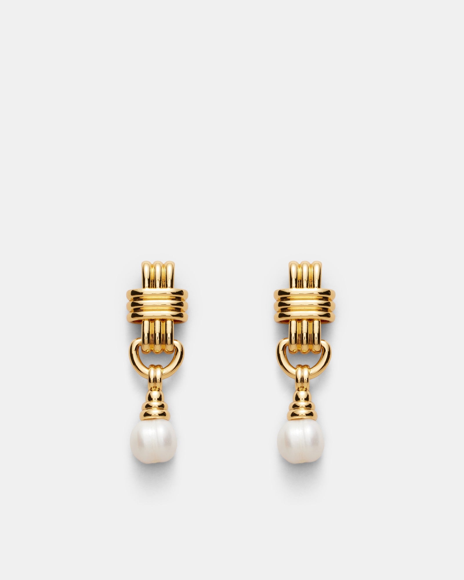 Ice & A Slice Pearl Drop Earrings - Gold