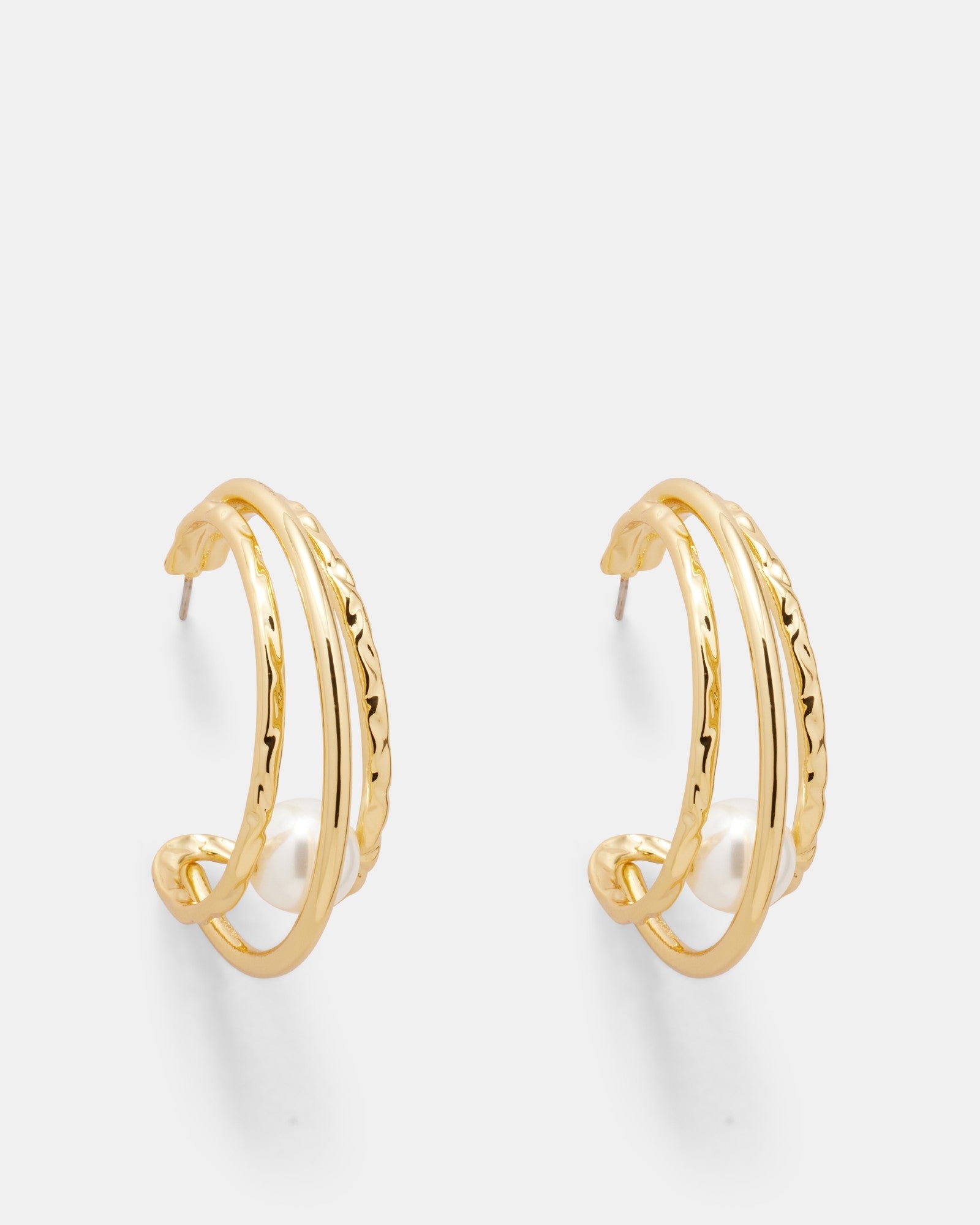 Cadence Pearl Hoop Earrings - Gold