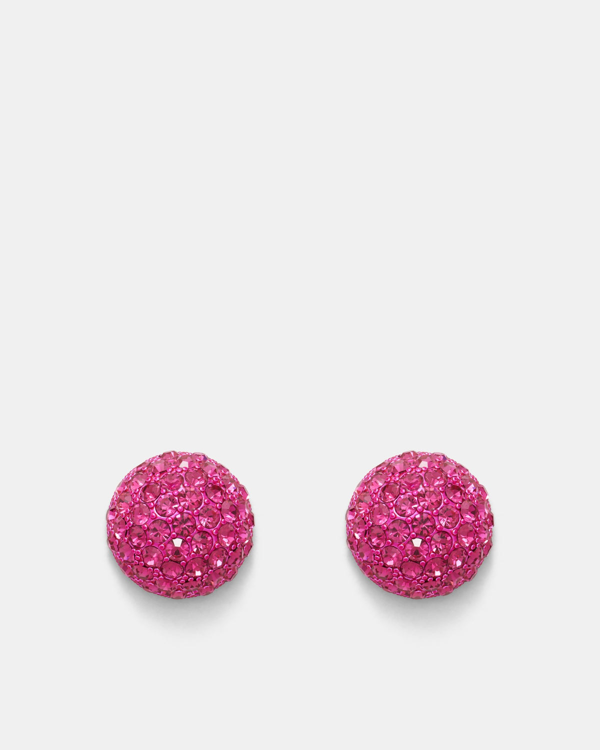 Disco Pave Large Stud Earrings - Disco Pink