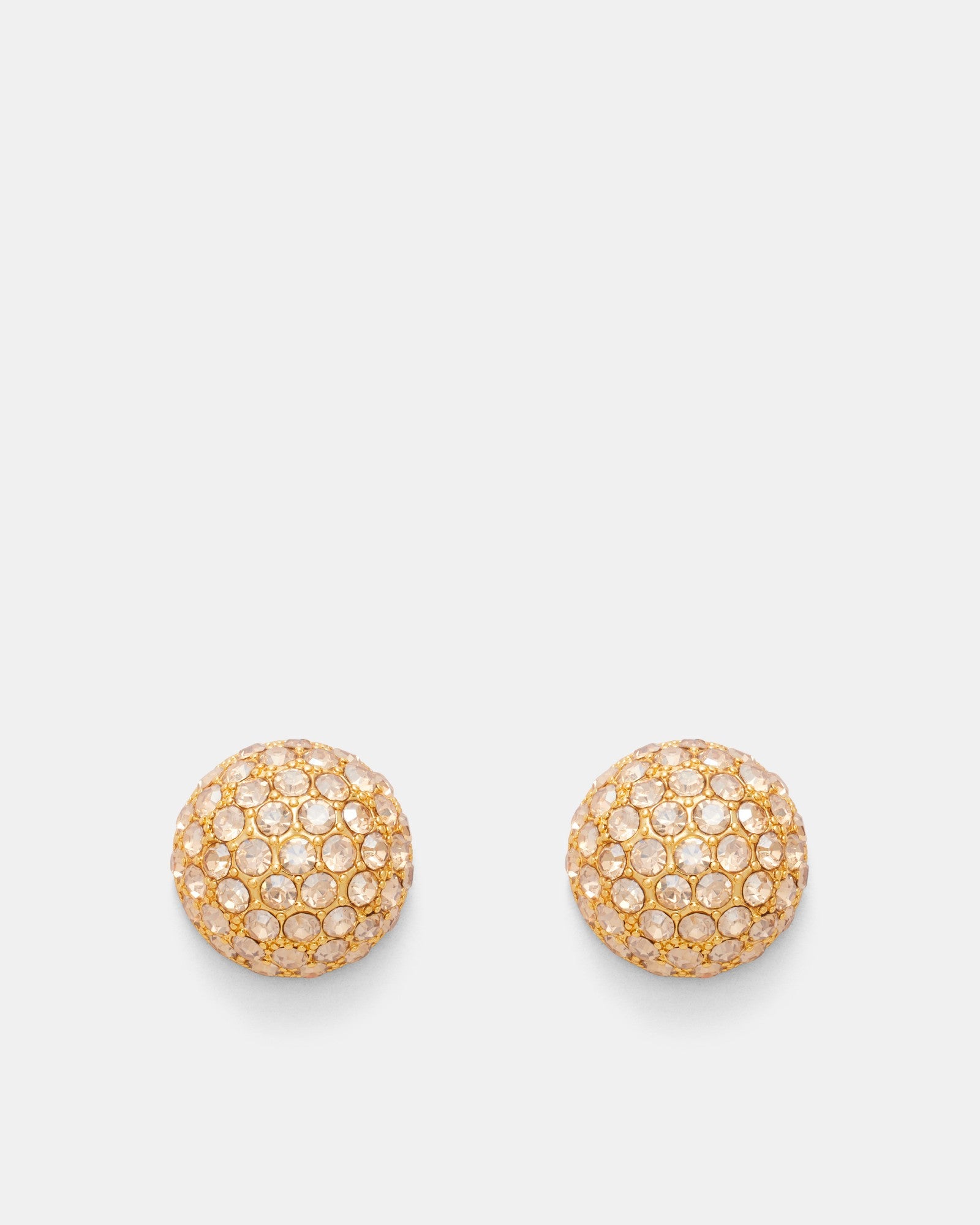 Disco Pave Large Stud Earrings - Gold
