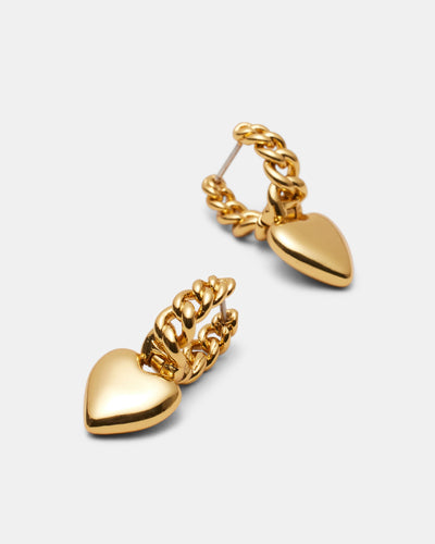 Chain Of Hearts Hoop Earrings - Gold