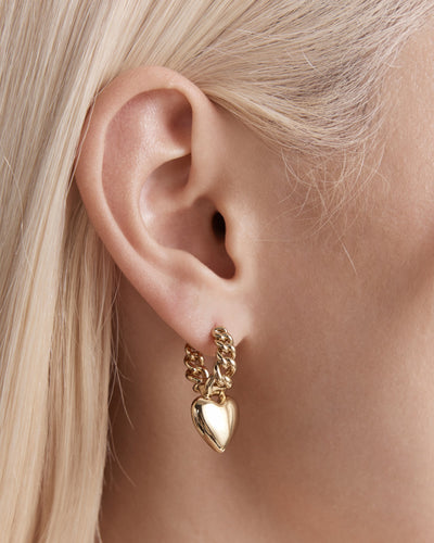 Chain Of Hearts Hoop Earrings - Gold