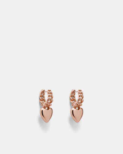 Chain Of Hearts Hoop Earrings - Rose Gold