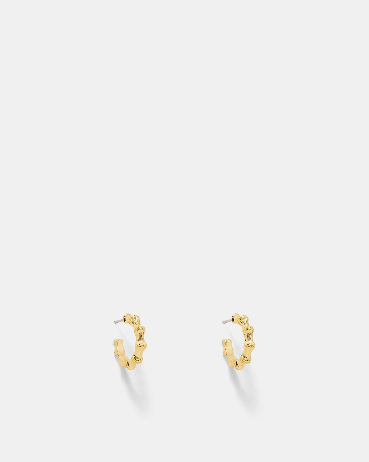 Retro Revival Small Bamboo Hoop Earrings - Gold