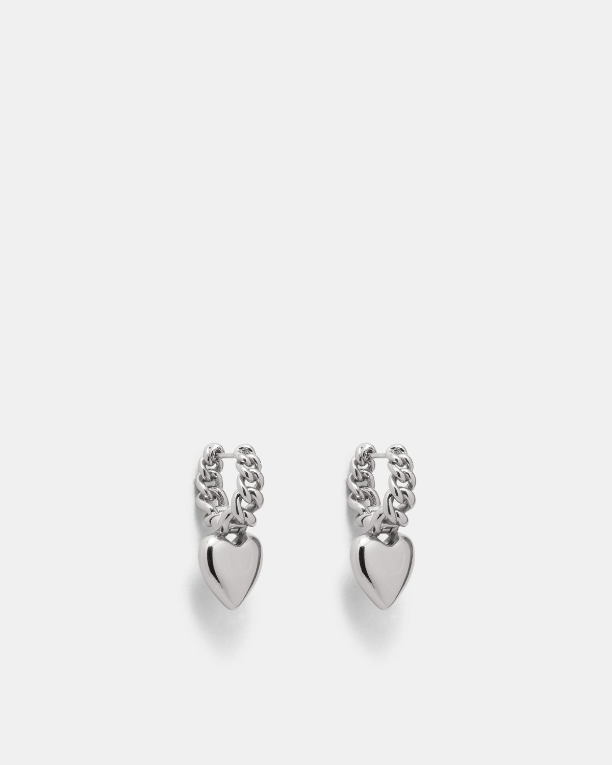 Chain Of Hearts Hoop Earrings - Silver