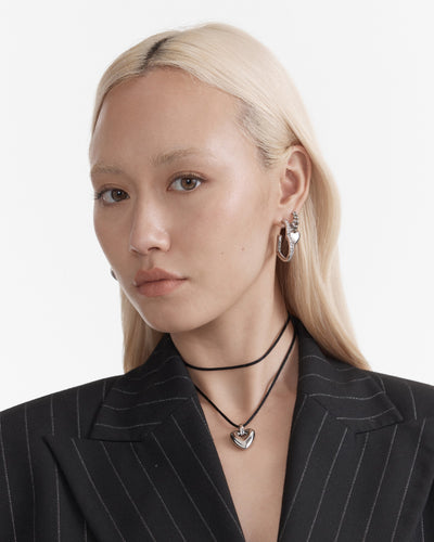 Chain Of Hearts Hoop Earrings - Silver