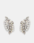 Love To Love You Large Crystal Stud Earrings - Silver