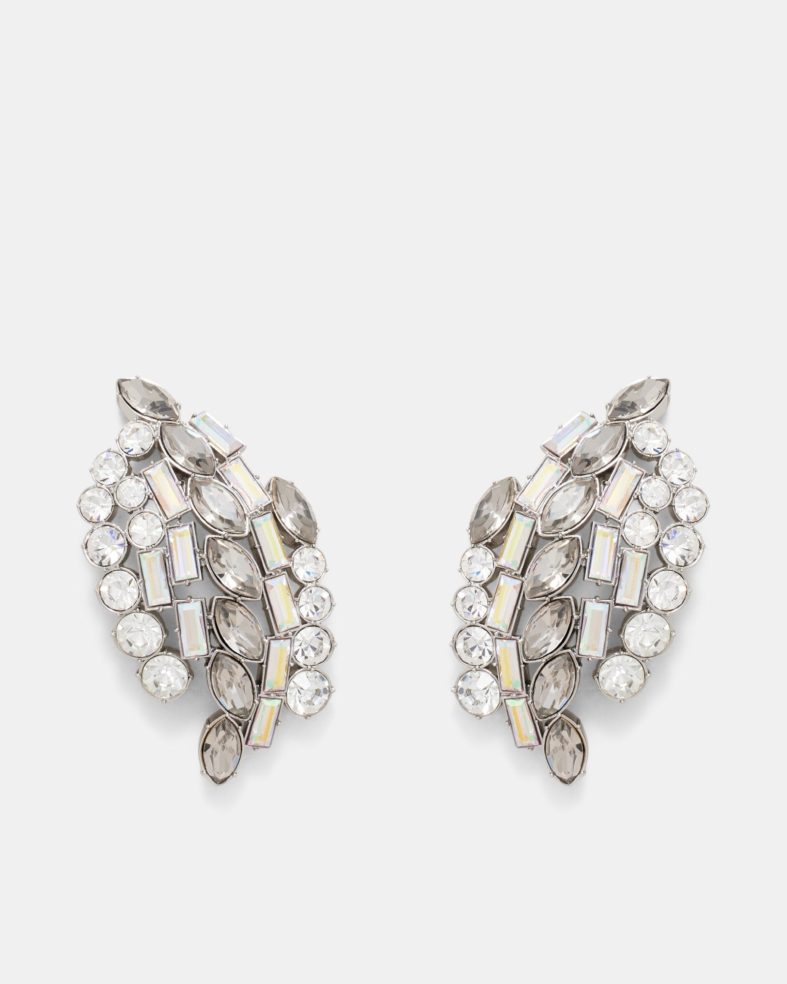 Love To Love You Large Crystal Stud Earrings - Silver