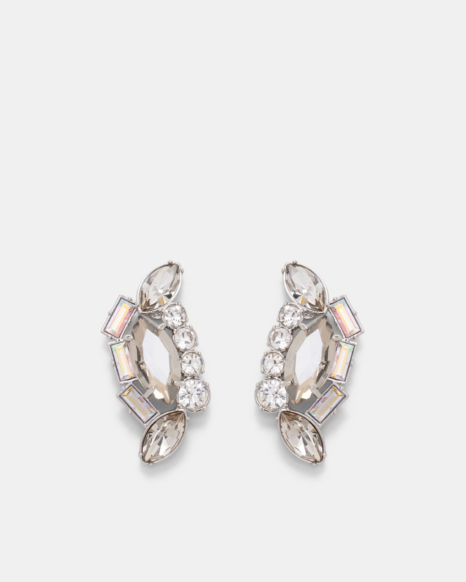 Love To Love You Crystal Stud Earrings - Silver