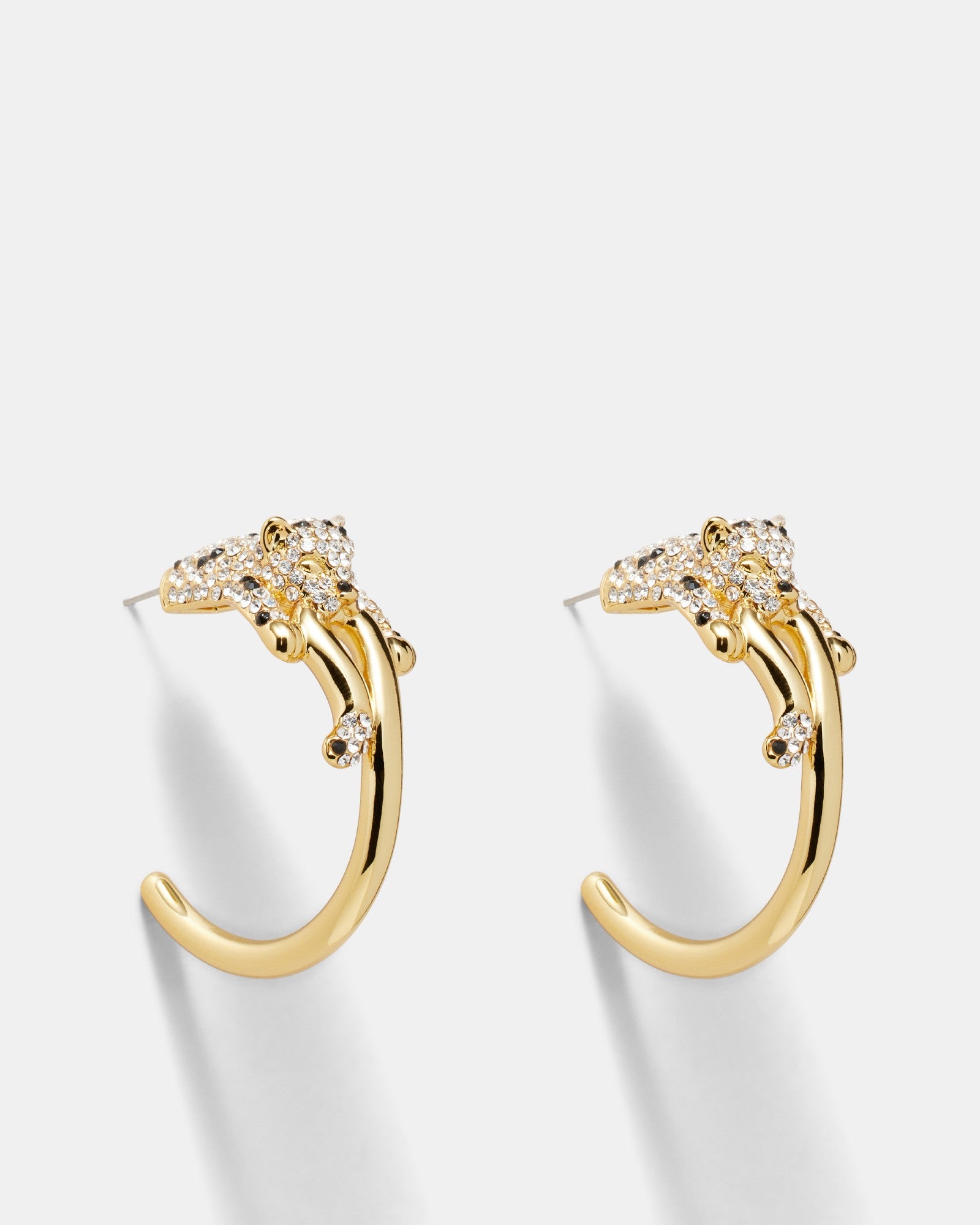 Some Hot Stuff Pave Jaguar Hoop Earrings - Gold