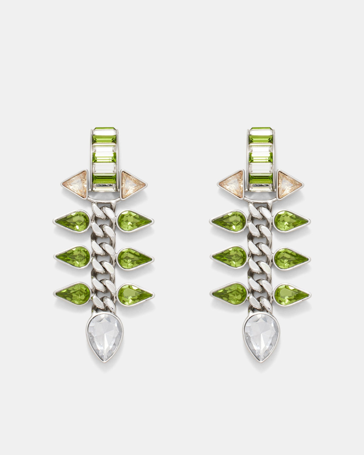 Pull Up To The Bumper Crystal Drop Earrings - Lime Sorbet