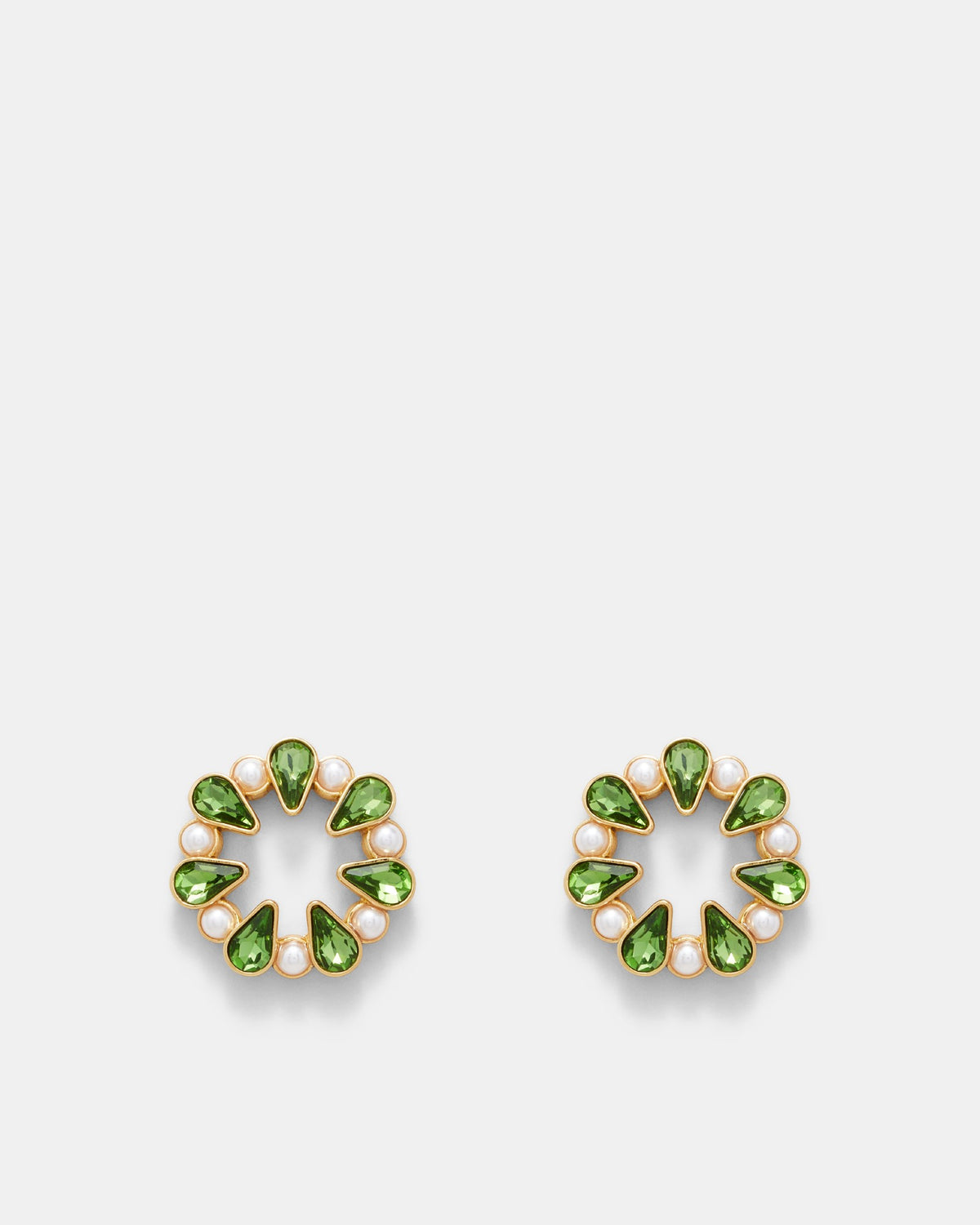 Pull Up To The Bumper Crystal Stud Earrings - Lime Sorbet