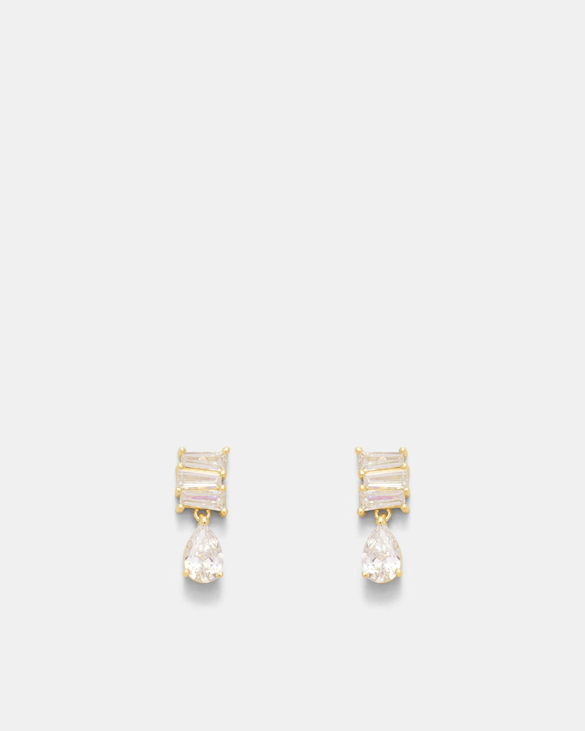 Enchantment Crystal Drop Stud Earrings - Gold