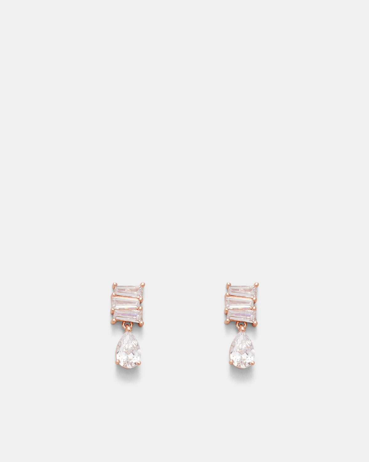 Enchantment Crystal Drop Stud Earrings - Rose Gold