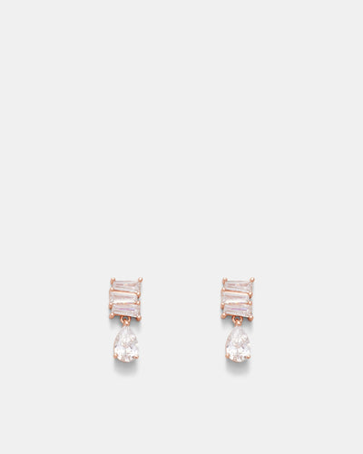 Enchantment Crystal Drop Stud Earrings - Rose Gold