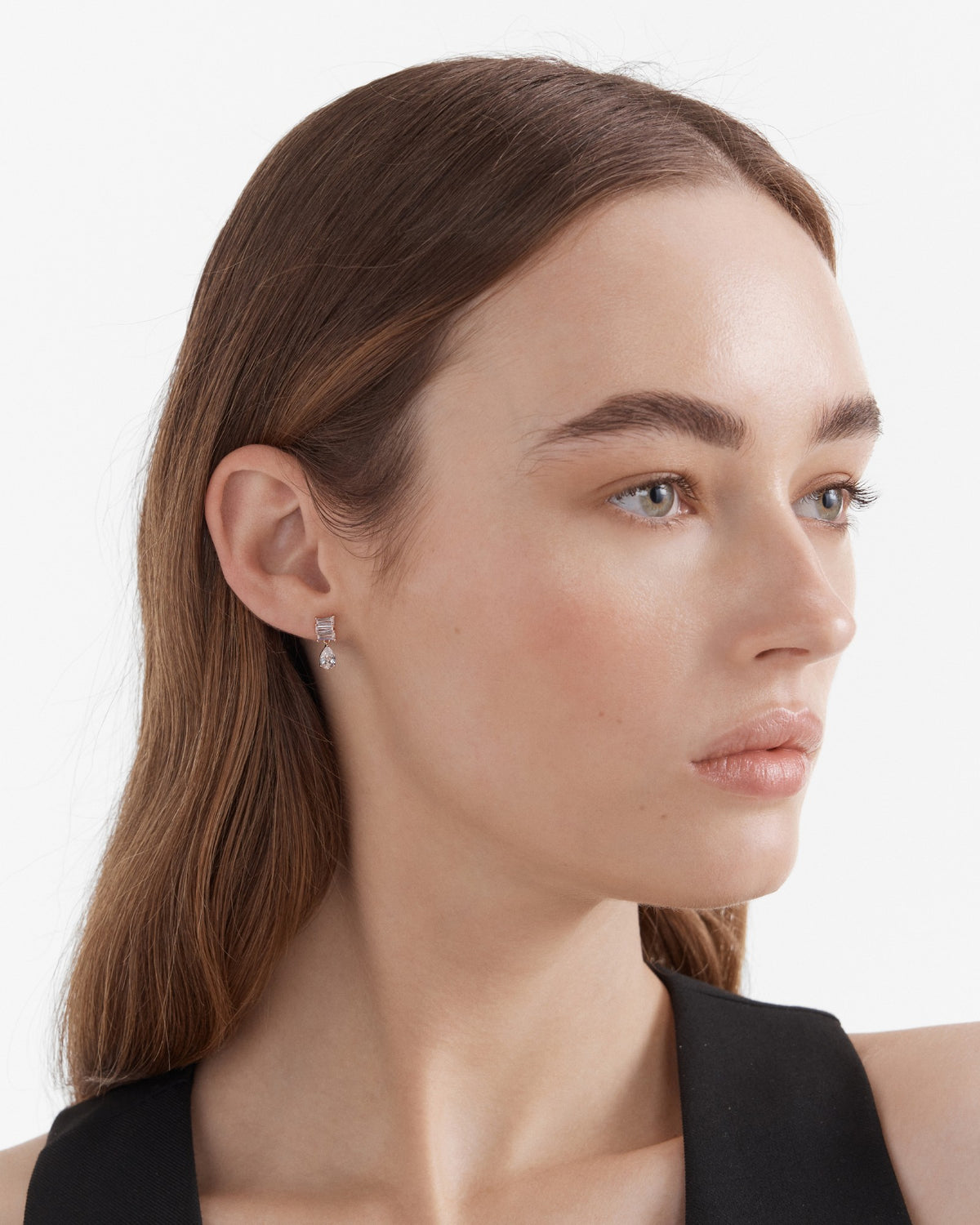 Enchantment Crystal Drop Stud Earrings - Rose Gold