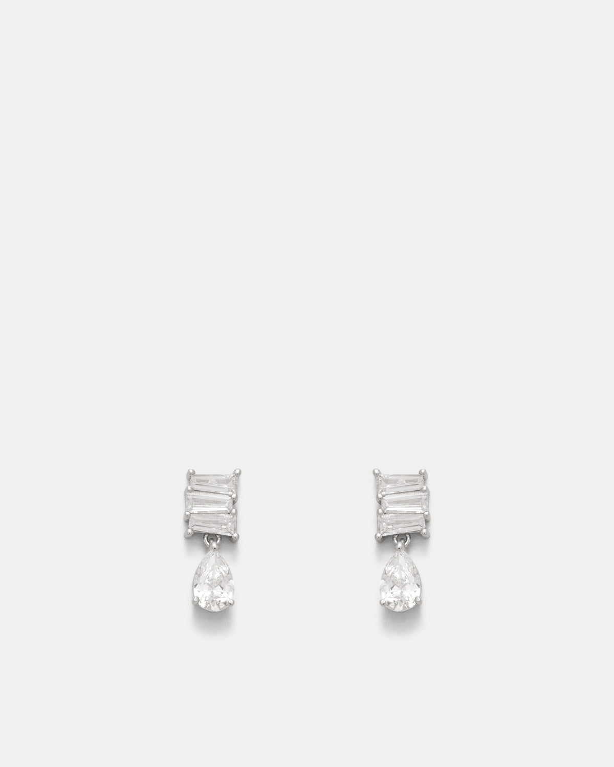 Enchantment Crystal Drop Stud Earrings - Silver