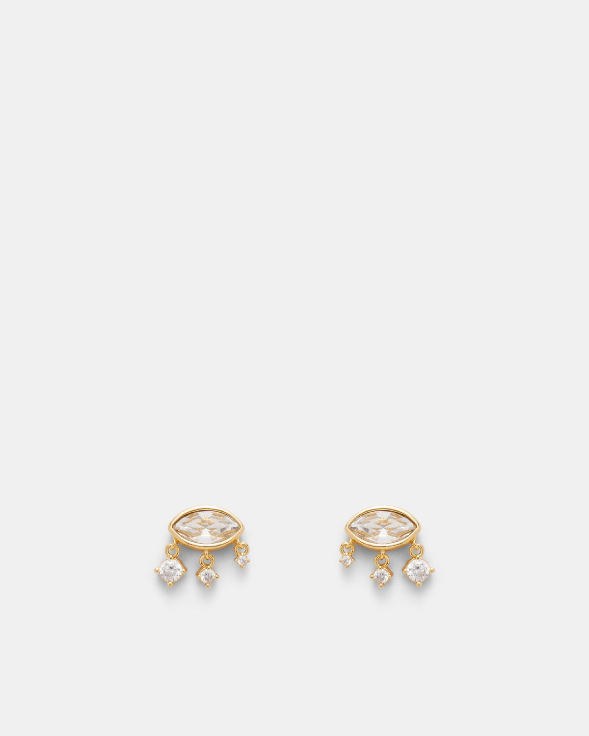 Nazar Crystal Stud Earrings - Gold