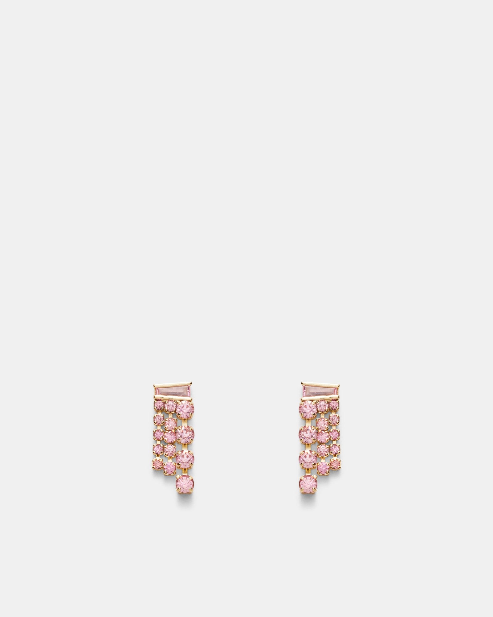 Crystalline Mini Fringe Stud Earrings - Disco Pink