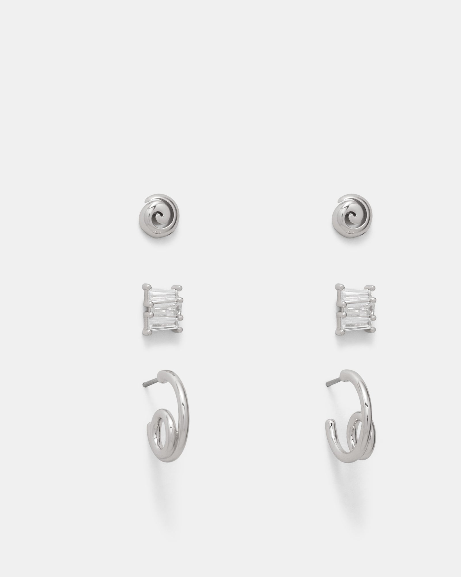 Stardom Earrings Trio Set - Silver