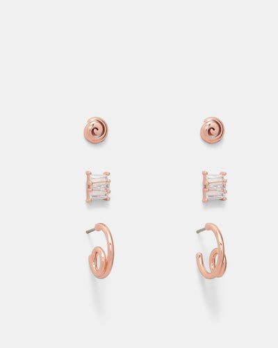 Stardom Earrings Trio Set - Rose Gold